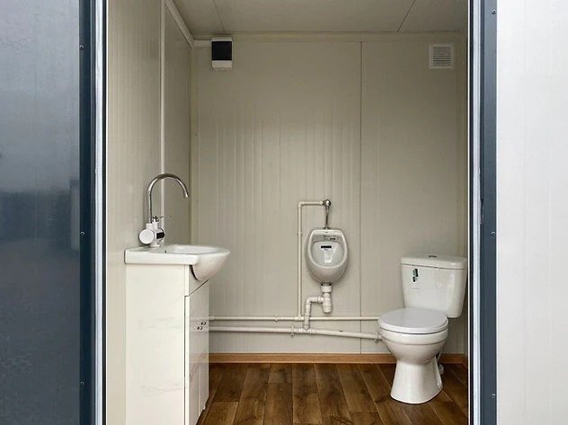 Contenedor sanitario con doble cabina wc